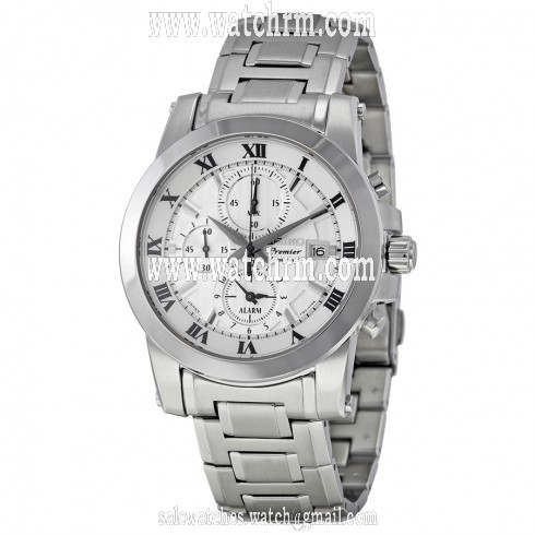 Seiko Premier Chronograph Silver Dial Stainless Steel Men's Watch SNAF29