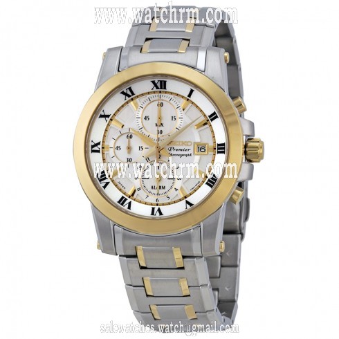 Seiko Premier Chronograph White Dial Stainless Steel Men's Watch SNAF32