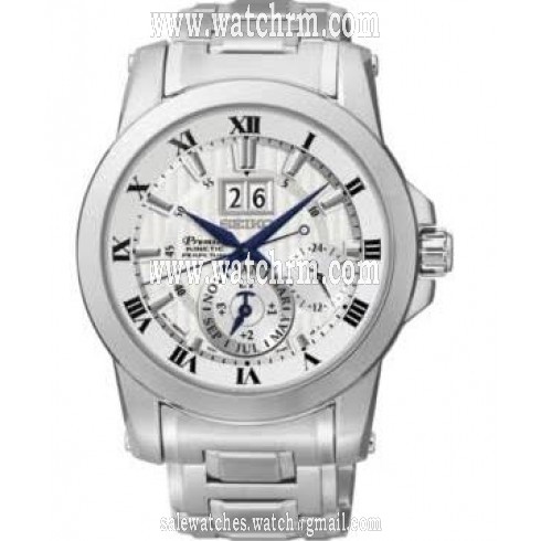 Seiko Premier Kinetic Perpetual Silver Dial Stainless Steel Men's Watch SNP091