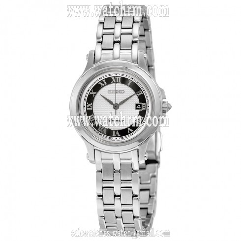 Seiko Premier Silver and Black Dial Stainless Steel Ladies Watch SXDE41