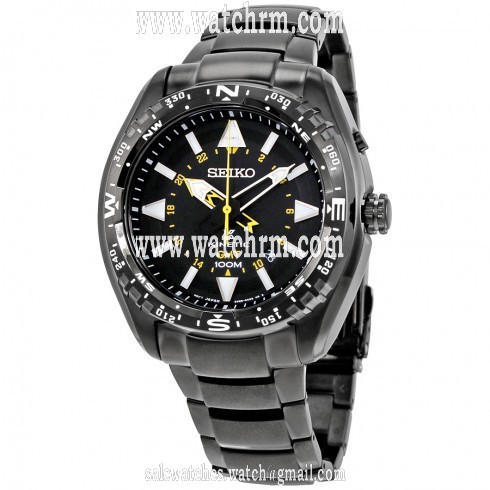 Seiko Prospex Kinetic Black Dial Black Ion-plated Men's Watch SUN047
