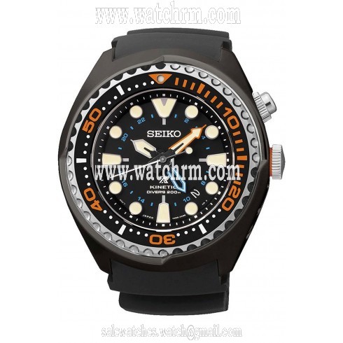 Seiko Prospex Kinetic GMT Black Silicone Men's Watch SUN023