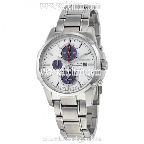 Seiko Prospex Solar Alarm Chronograph White Dial Stainless Steel Men's Watch SSC083