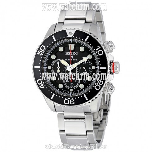 Seiko Prospex Solar Diver Black Dial Chronograph Men's Watch SSC015