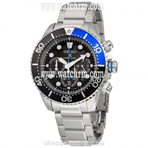 Seiko Prospex Solar Divers Black Dial Stainless Steel Men's Watch SSC017