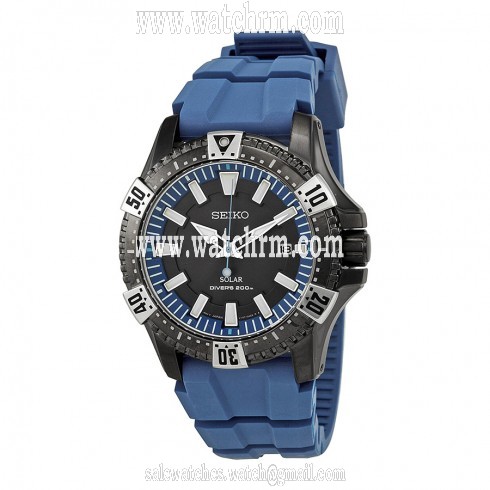 Seiko Solar Grey Dial Blue Rubber Divers Men's Watch SNE283