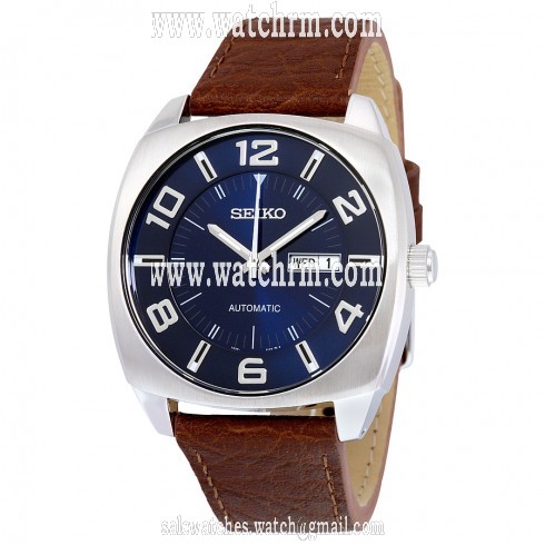 Seiko Recraft Automatic Blue Dial Brown Leather Men's Watch SNKN37