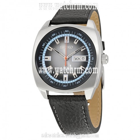 Seiko Recraft Automatic Grey Dial  Black Leather Men's Watch SNKN01