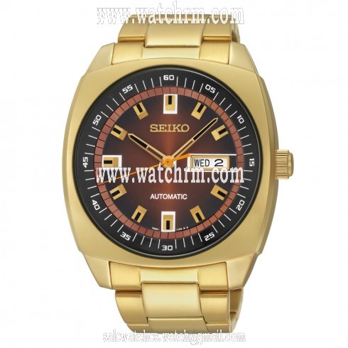 Seiko Recraft Brown Dial Gold-Tone Stainless Steel Automatic Men's Watch SNKM98