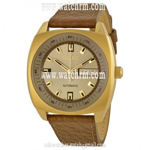 Seiko Recraft Mechanical Champagne Dial Brown Leather Men's Watch SNKN02