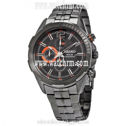 Seiko Recraft Solar Chronograph Black Dial Black Ion-plated Men's Watch SSC383