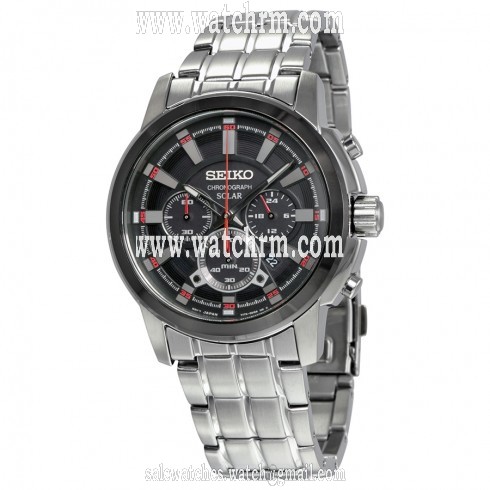 Seiko Recraft Solar Chronograph Black Dial Stainless Steel Men's Watch SSC389