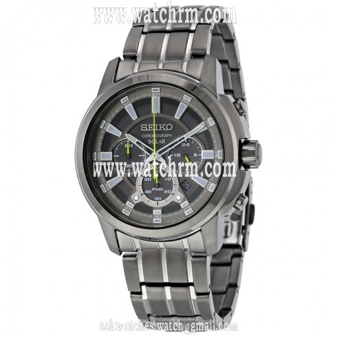 Seiko Recraft Solar Chronograph Black Dial Two-tone Men's Watch SSC391