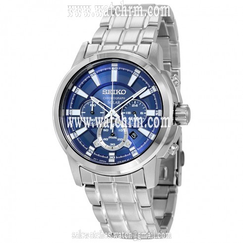 Seiko Recraft Solar Chronograph Blue Dial Stainless Steel Men's Watch SSC387