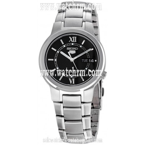 Seiko Series 5 Automatic Black Dial Stainless Steel Men's Watch SNKA23