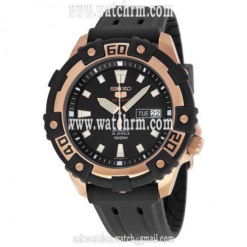 Seiko Series 5 Automatic Black Rubber Men's Watch SRP480