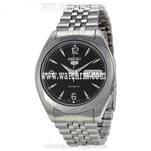 Seiko Series 5 Black Dial Stainless Steel Men's Watch SNK135