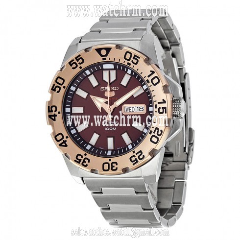 Seiko Series 5 Brown Dial Stainless Steel Men's SRP488