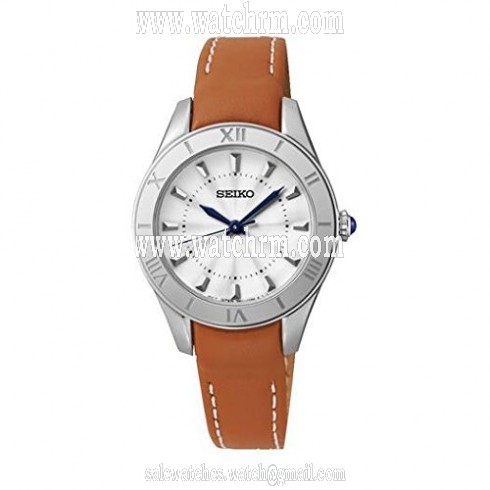 Seiko Silver Dial Brown Leather Ladies Watch SRZ431P2