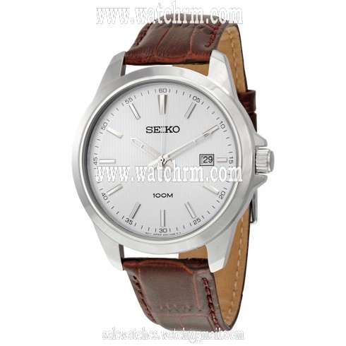 Seiko Silver Dial Brown Leather Men's Watch SUR175
