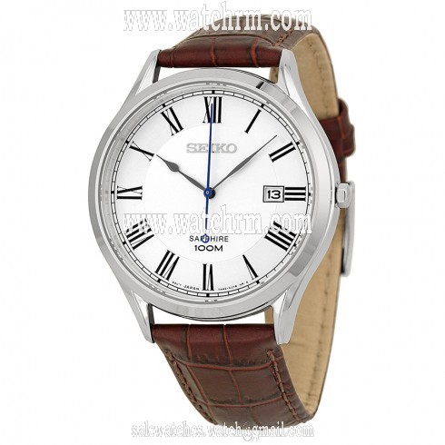 Seiko Silver Dial Brown Leather Men's Watch SGEG97