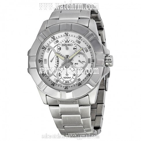 Seiko Silver Dial Chronograph Stainless Steel Men's Watch SRL065