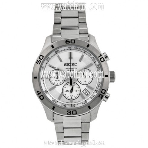Seiko Silver Dial Chronograph Steel Men's Watch SSB047