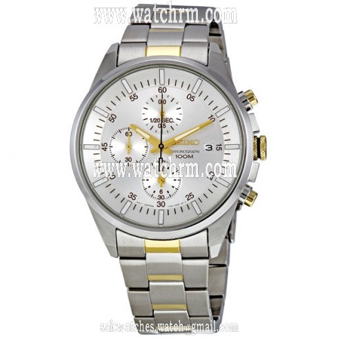 Seiko Silver Dial Chronograph Two Tone Stainless Steel Men's Watch SNDC83