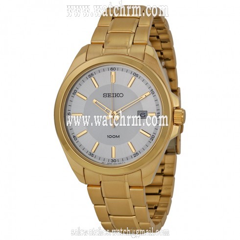 Seiko Silver Dial Gold-tone Men's Watch SUR064
