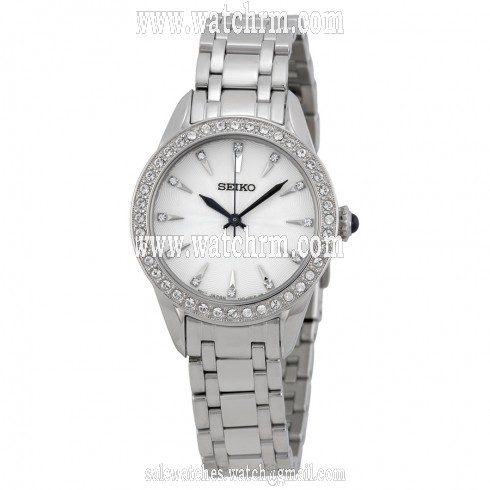 Seiko Silver Dial Stainless Steel Crystals Ladies Watch SRZ385