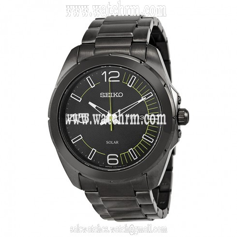 Seiko Solar Black Dial Black IP Stainless Steel Men's Watch SNE275