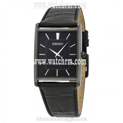 Seiko Solar Black Dial Black Leather Men's Watch SUP881