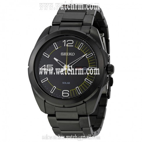 Seiko Solar Black Dial Black-plated Men's Watch SNE287