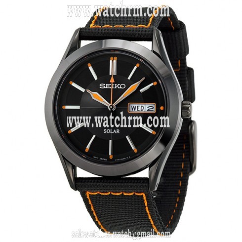 Seiko Solar Black Dial Black PVD Men's Watch SNE237