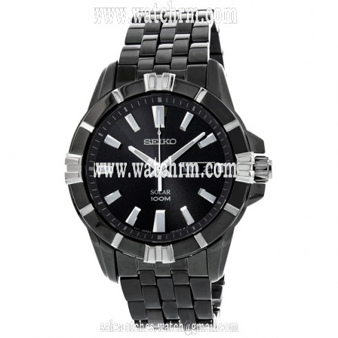 Seiko Solar Black Dial Black PVD Stainless Steel Men's Watch SNE177