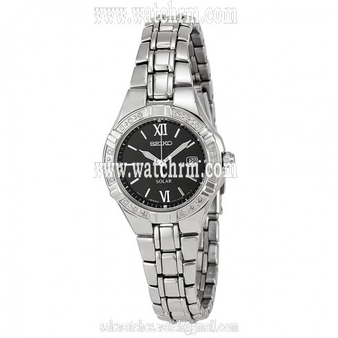 Seiko Solar Black Dial Stainless Steel Ladies Watch SUT067