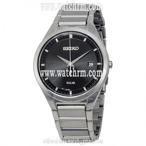 Seiko Solar Black Dial Stainless Steel Men's Watch SNE241