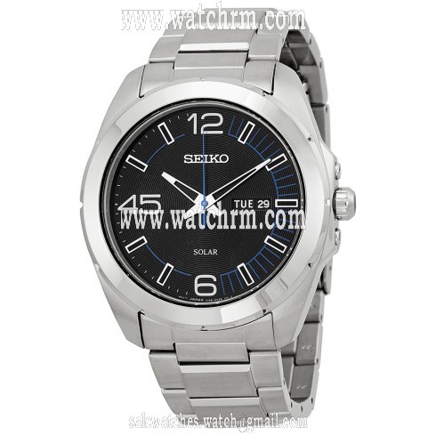Seiko Solar Black Dial Stainless Steel Men's Watch SNE277P2