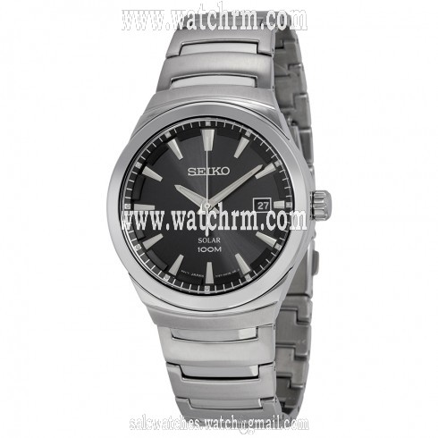 Seiko Solar Black Dial Stainless Steel Men's Watch SNE291