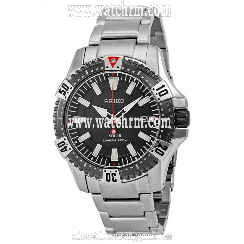 Seiko Solar Black Dial Stainless Steel Men's Watch SNE295