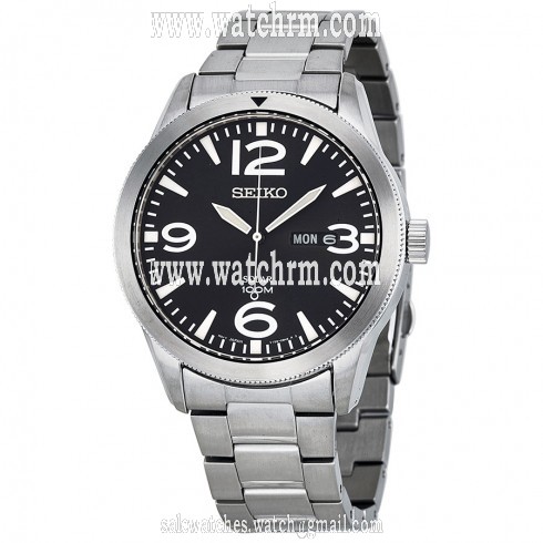 Seiko Solar Black Dial Stainless Steel Men's Watch SNE327