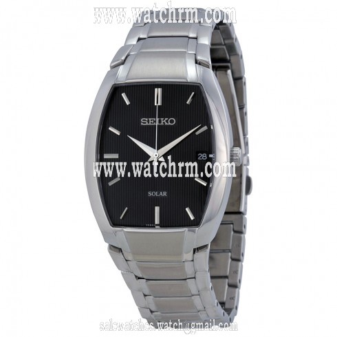 Seiko Solar Black Dial Stainless Steel Men's Watch SNE333