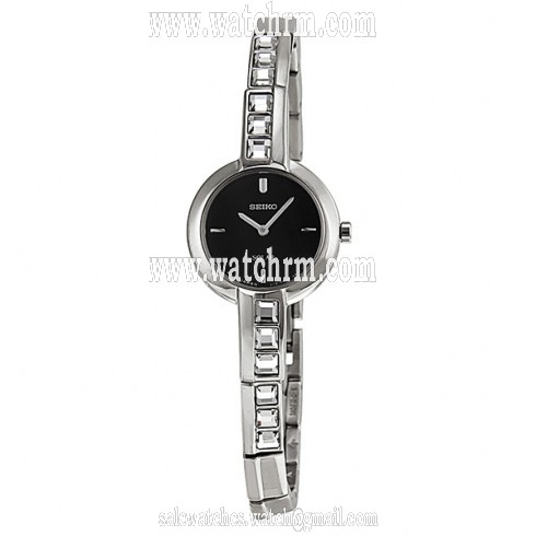 Seiko Solar Black Dial Stainless Steel With Embellishment Ladies Watch SUP191