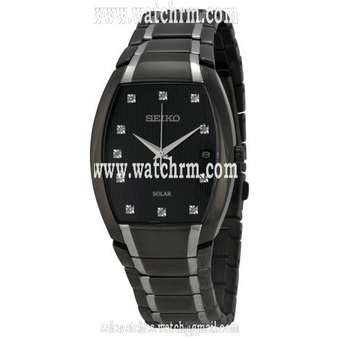 Seiko Solar Black Dial Two-tone Men's Watch SNE335