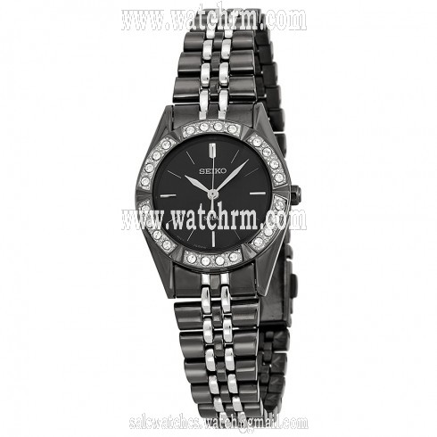 Seiko Solar Black Dial Two-Tone Stainless Steel Ladies Watch SUP203
