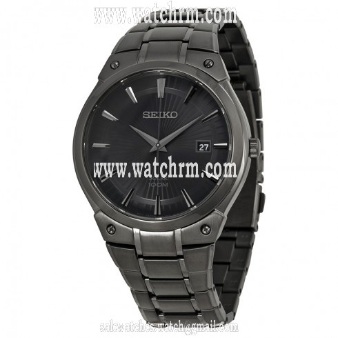 Seiko Solar Black Sunray Dial Black Ion-plated Men's Watch SNE325