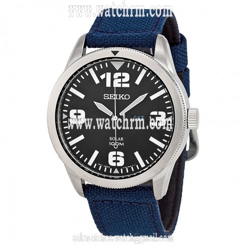 Seiko Solar Blue Dial Blue Nylon Men's Watch SNE329