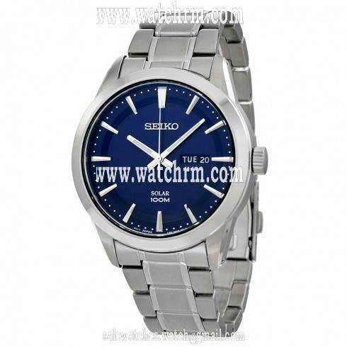 Seiko Solar Blue Dial Stainless Steel Men's Watch SNE361