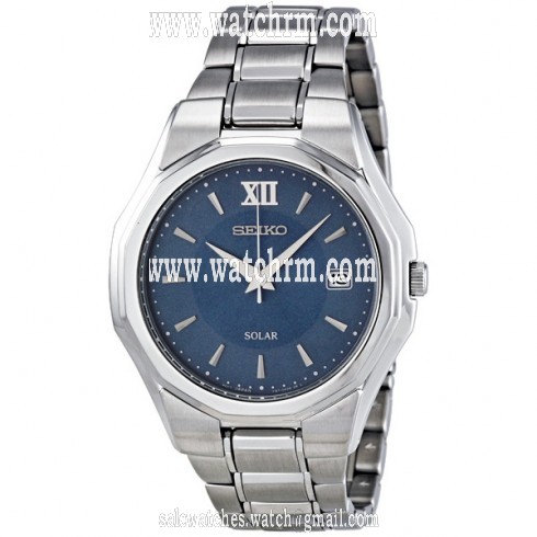 Seiko Solar Blue Dial Stainless Steel Men's Watch SNE165