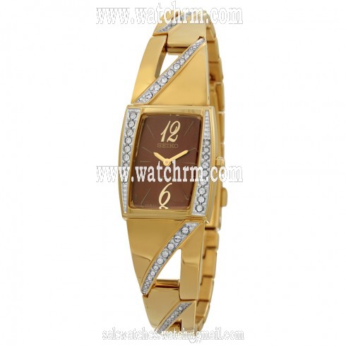 Seiko Solar Brown Dial Gold-tone Ladies Watch SUP248